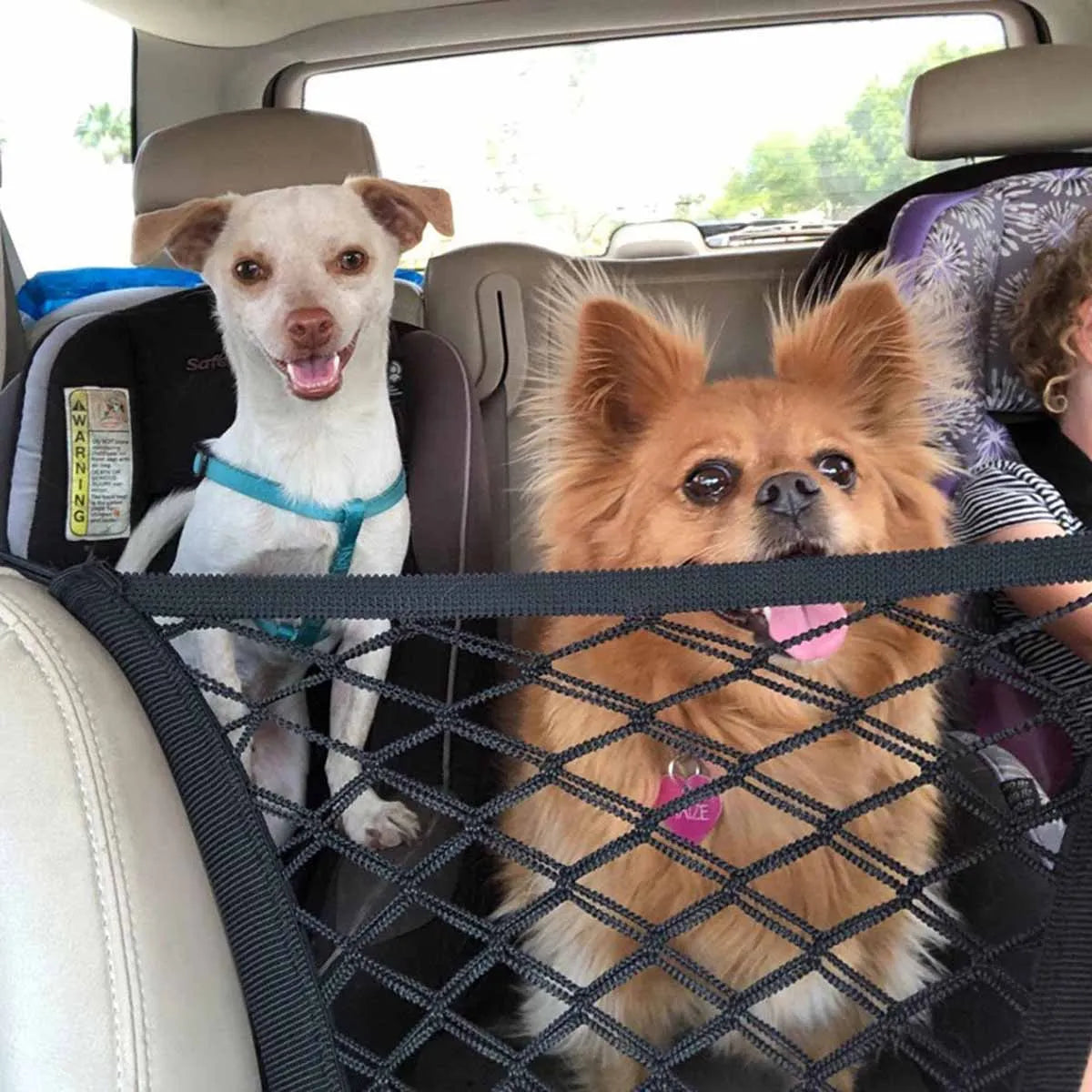 Pet Dog Rear Seat Car Fence Dog Isolation Protection Net Elastic Double Layer Storage Separation Net Pet Safety Rail Pet Suppliy