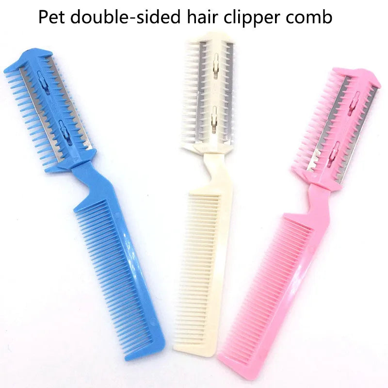 Pet Hair Trimmer Comb Cutting Cut Dog Cat with 2 Blades Grooming Razor Thinning Hairbrush Comb Products Pet Grooming Supplies